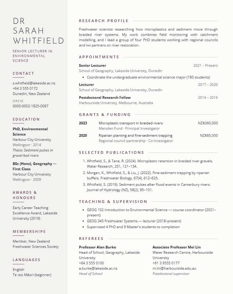 The Fellow CV template preview