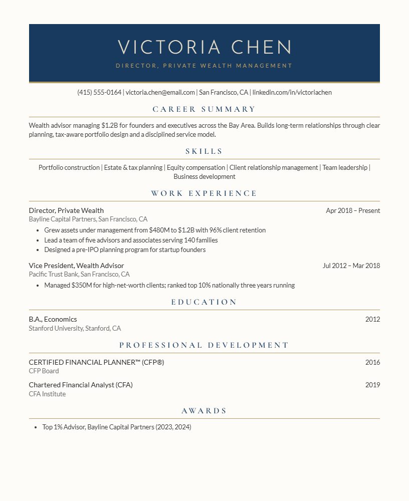 The Prestige CV template preview